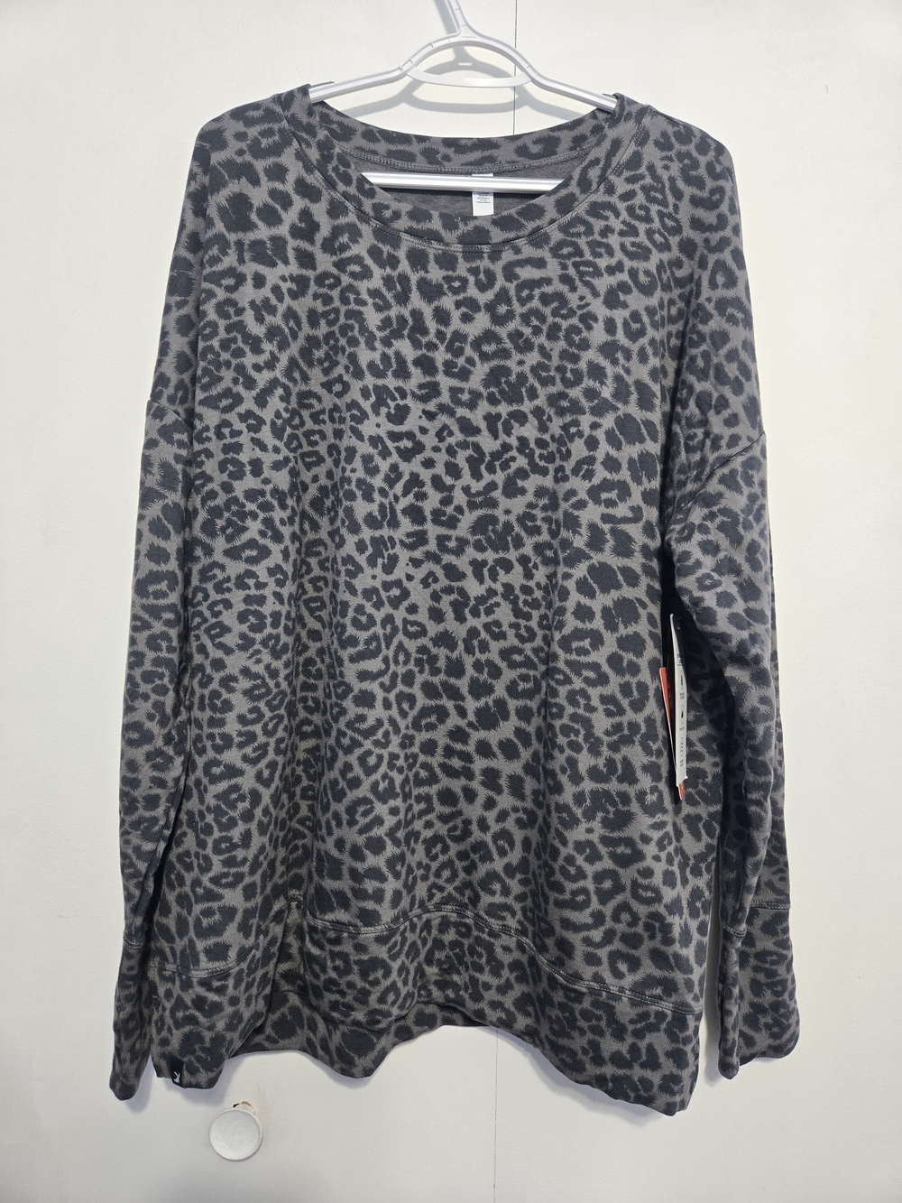 GLYDER 2X Black Gray Leopard Lounge Top Modal Stretch NWT Plus Size